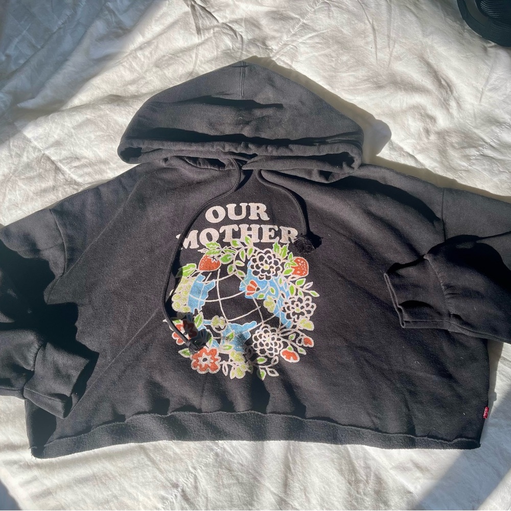 Levi's Black Cropped Cozy, Hippie Hoodie Sz XS